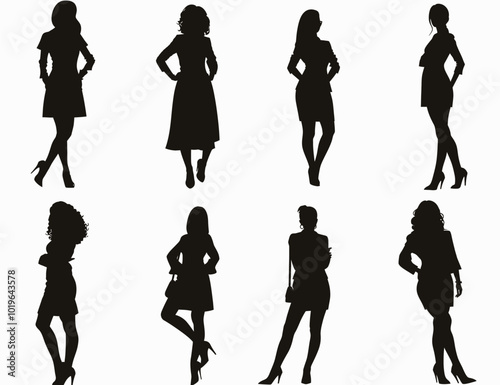 Silhouettes of Women in Dresses 
