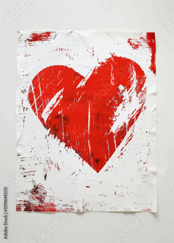 Red Heart Abstract Art Print 
