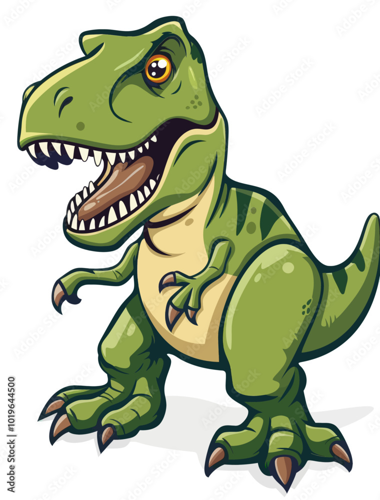 Fototapeta premium Cartoon Dinosaur with Open Mouth 