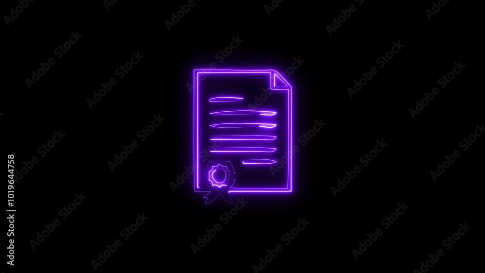 Neon line File document icon animation. Education element concept background. Neon line File document icon animation. Education element concept background.
