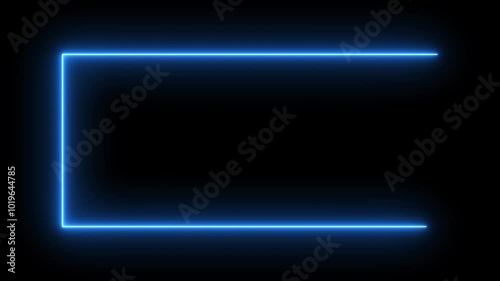 abstract blue color neon light squire frame background animation 4k motion video. photo