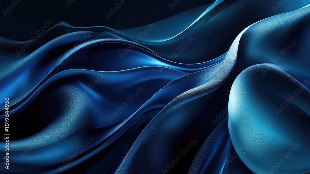 Obraz premium Abstract Blue Wavy Texture with Smooth Curves and Subtle Highlights