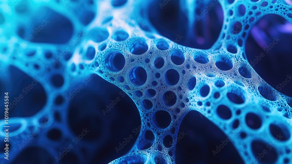 Abstract Blue Network with Circular Openings Abstract Blue Network with Circular Openings