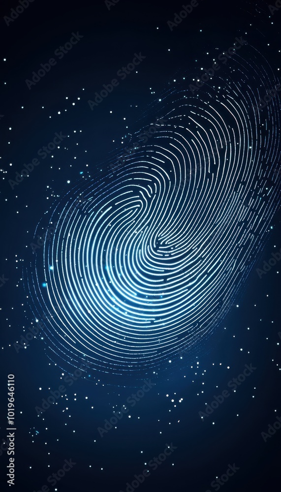 Stylized fingerprint on a dark blue background, showcasing unique patterns and textures. Stylized fingerprint on a dark blue background, showcasing unique patterns and textures.