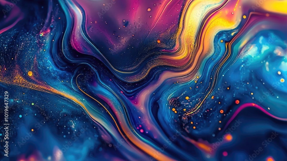 Abstract Liquid Swirls with Glittering Specks Abstract Liquid Swirls with Glittering Specks