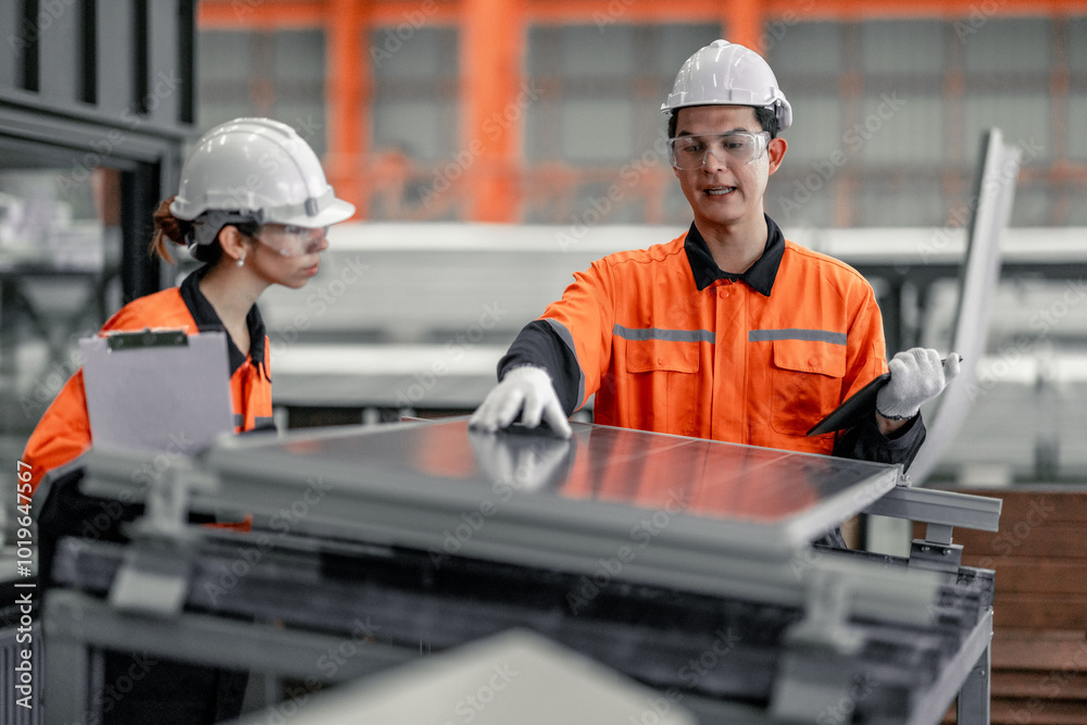 Factory metal workers install solar panels, cut costs, earn carbon credits, combat climate change. Factory metal workers install solar panels, cut costs, earn carbon credits, combat climate change.