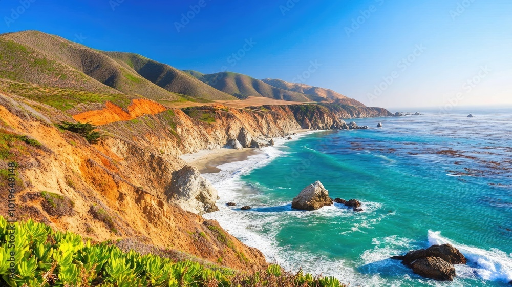 Scenic Ocean View with Rugged Cliffs and Clear Water Scenic Ocean View with Rugged Cliffs and Clear Water