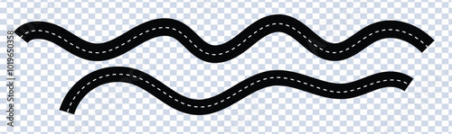 winding vector road, Winding road. Journey traffic curved highway. Seamless highway marking Isolated