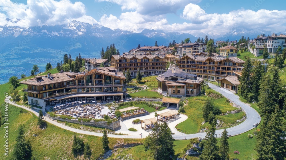 Fototapeta premium Scenic Mountain Resort with Stunning Landscape View