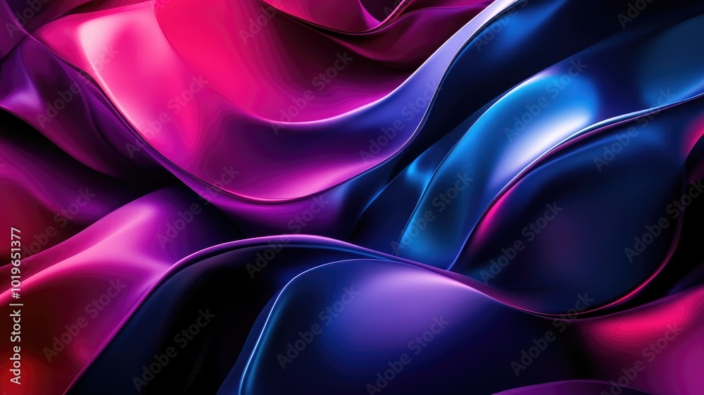 Obraz premium Abstract Swirling Curves of Vibrant Pink and Blue Hues
