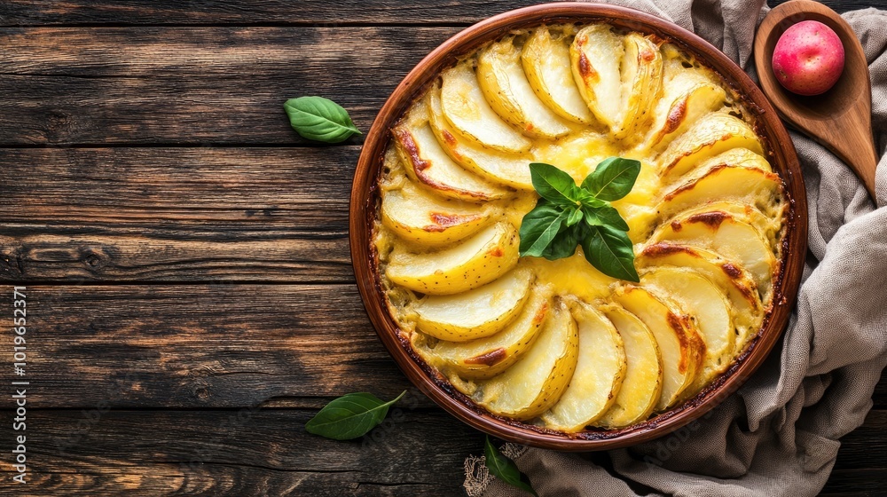 Delicious Homemade Apple Tart on Wooden Table Delicious Homemade Apple Tart on Wooden Table