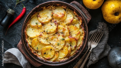 Creamy Potato Bake in Rustic Dish