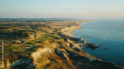 Scenic Coastal Golf Course at Sunset photo