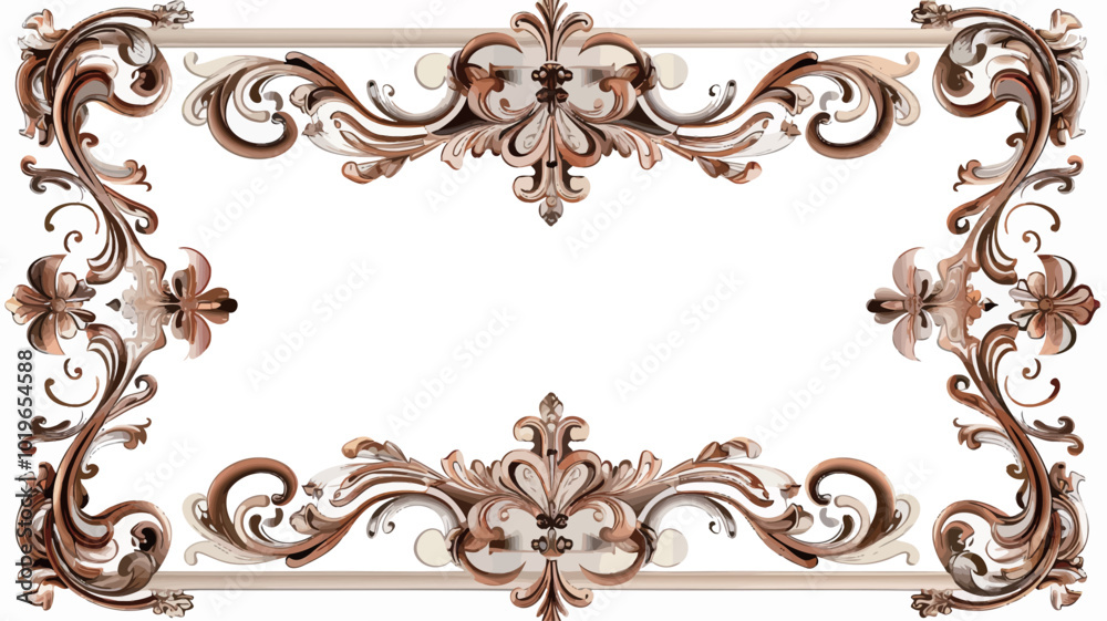 Classical baroque frame with ornament decor. Digital illustration. 3d rendering Classical baroque frame with ornament decor. Digital illustration. 3d rendering