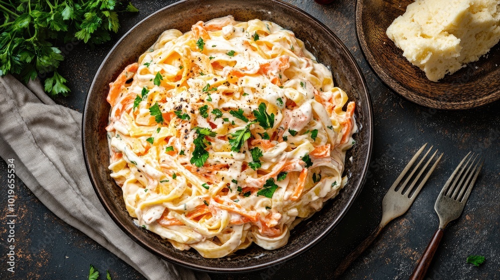 Creamy Pasta Dish with Fresh Ingredients and Herbs Creamy Pasta Dish with Fresh Ingredients and Herbs