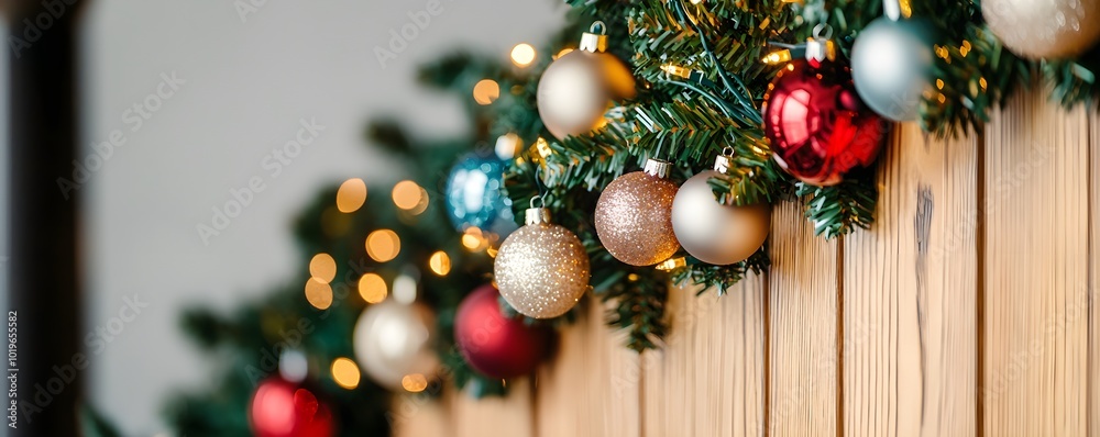 Christmas Ornaments Wooden Background Christmas Ornaments Wooden Background