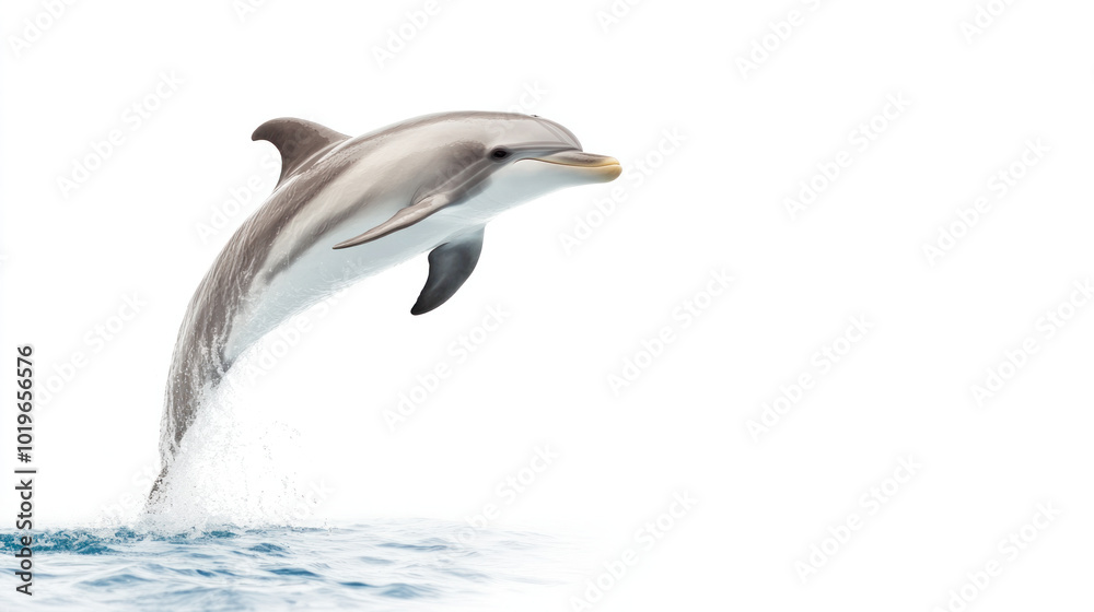 Obraz premium Dolphin jumping out of water, showcasing its agility and grace