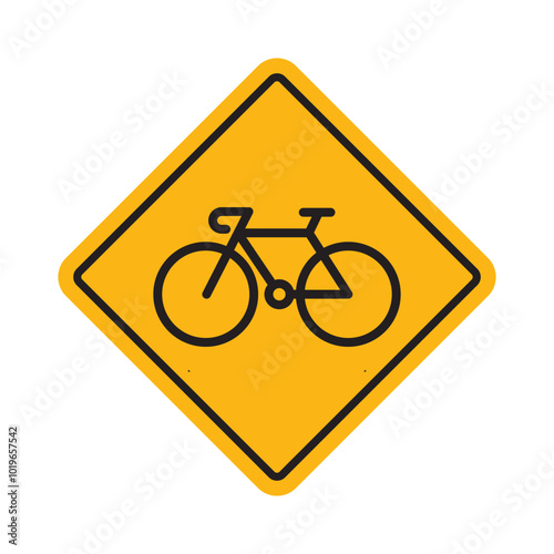 yellow bike sign oval