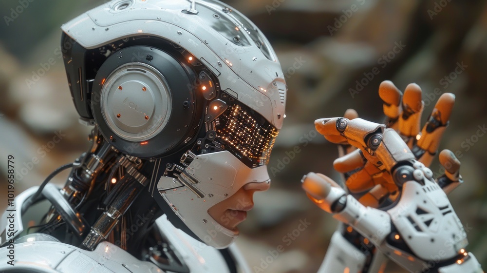 Fototapeta premium Close-Up of a Futuristic Robot