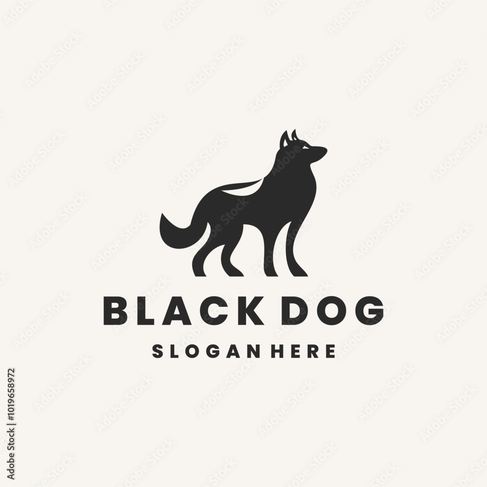 Black dog logo template vector illustration design Black dog logo template vector illustration design