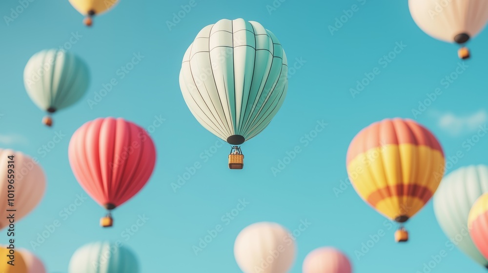 Fototapeta premium Whimsical Hot Air Balloons in a Bright Sky