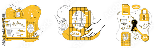 Data storage vector illustration. Secure data storage is invisible shield protecting core business operations The interconnected web cyberspace relies on reliability efficient data storage