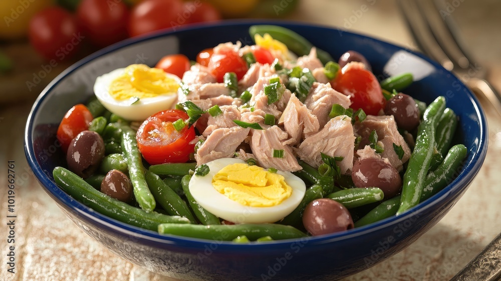 Fresh Tuna Salad with Eggs and Vegetables