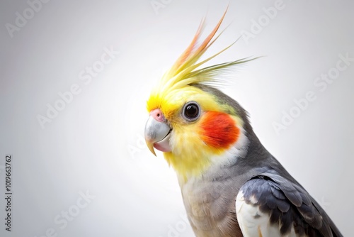 Beautiful Cockatiel on White Background - Stunning Pet Bird Imagery for Nature Lovers and Bird Enthusiasts