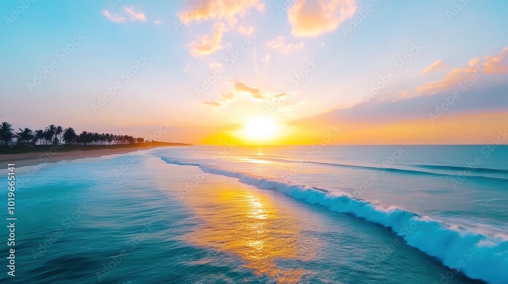 Serene Sunset Over Calm Ocean Waves at Dusk Serene Sunset Over Calm Ocean Waves at Dusk