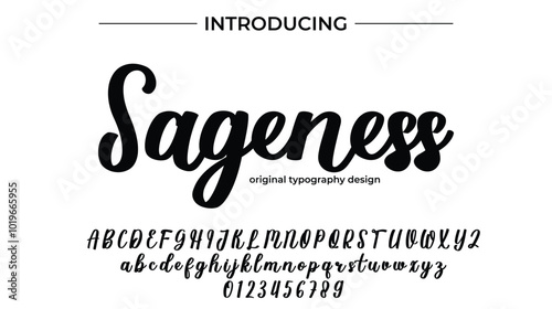 Sageness Font Stylish brush painted an uppercase vector letters, alphabet, typeface