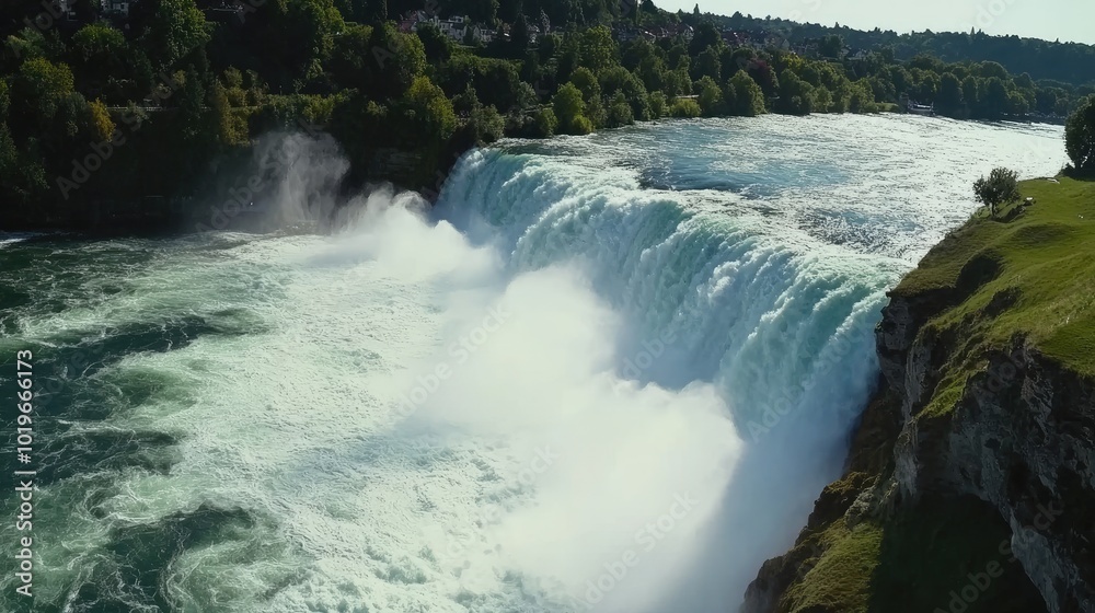 Majestic Waterfall Surrounded by Lush Greenery Majestic Waterfall Surrounded by Lush Greenery