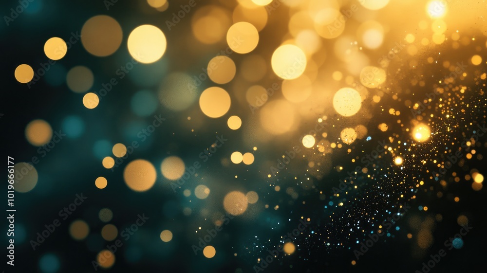 Abstract Background with Golden and Blue Bokeh Lights and Glitter Abstract Background with Golden and Blue Bokeh Lights and Glitter