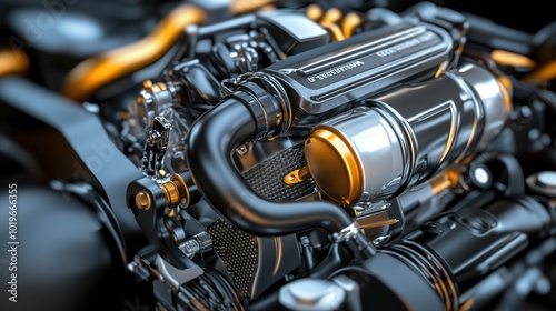 Detailed Close-Up of a Car Engine Component