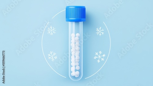 test tube with blue cap, cryopreserved sperm cells photo