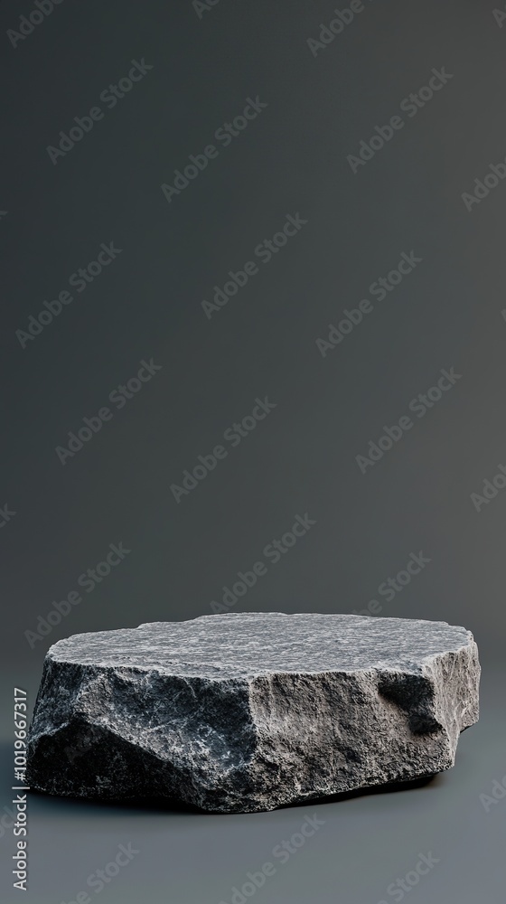 Stone podium on rock platform a grey thin rock product podium