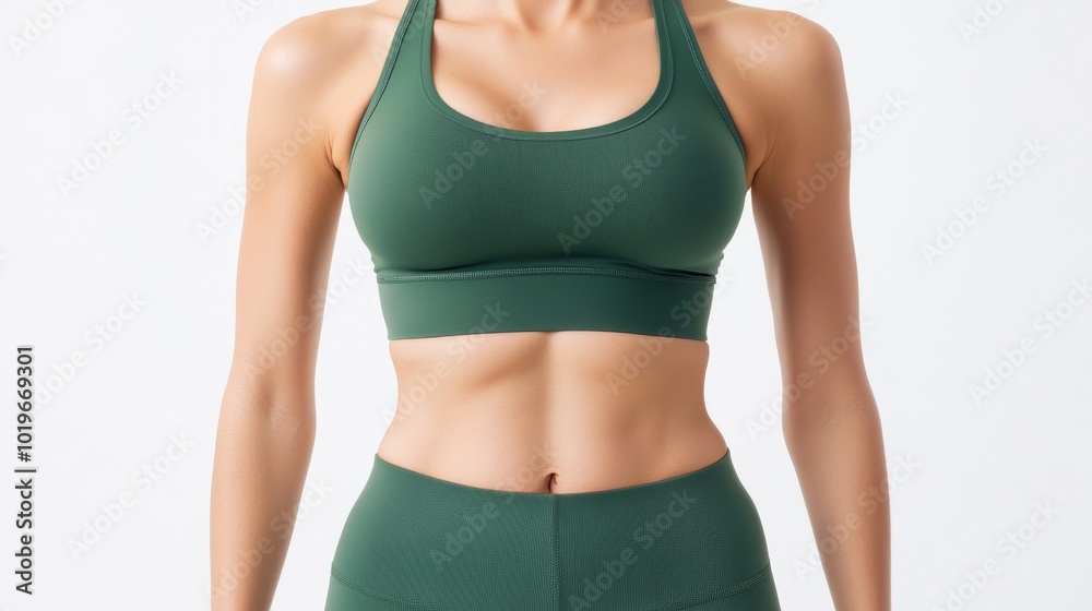 fit woman's midriff, forest green athletic wear, fit woman's midriff, forest green athletic wear,