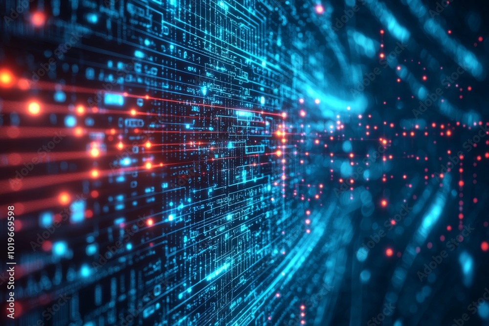 Digital Technology background of data and network created with Generative AI Digital Technology background of data and network created with Generative AI