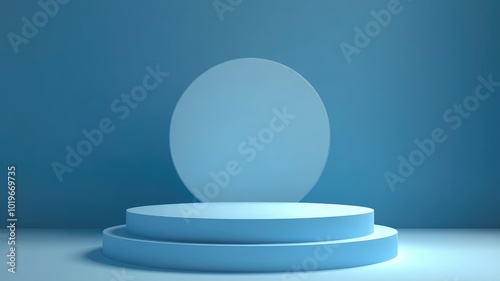 Two-Tiered Circular Platform on a Light Blue Background