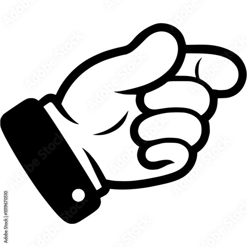 Gesture of hand demanding repayment of debt in monochrome. Simple minimalistic vector in black ink drawing on transparent background