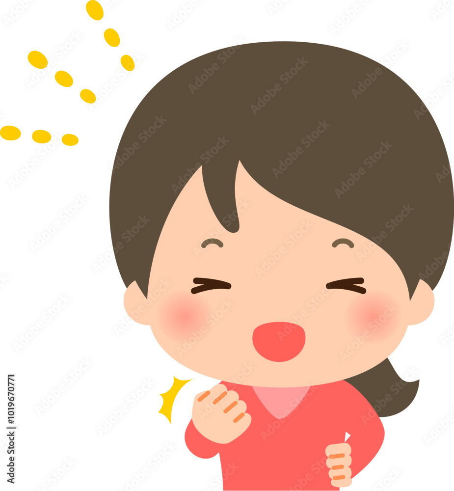 痛快な表情でガッツポーズをとる女性 痛快な表情でガッツポーズをとる女性