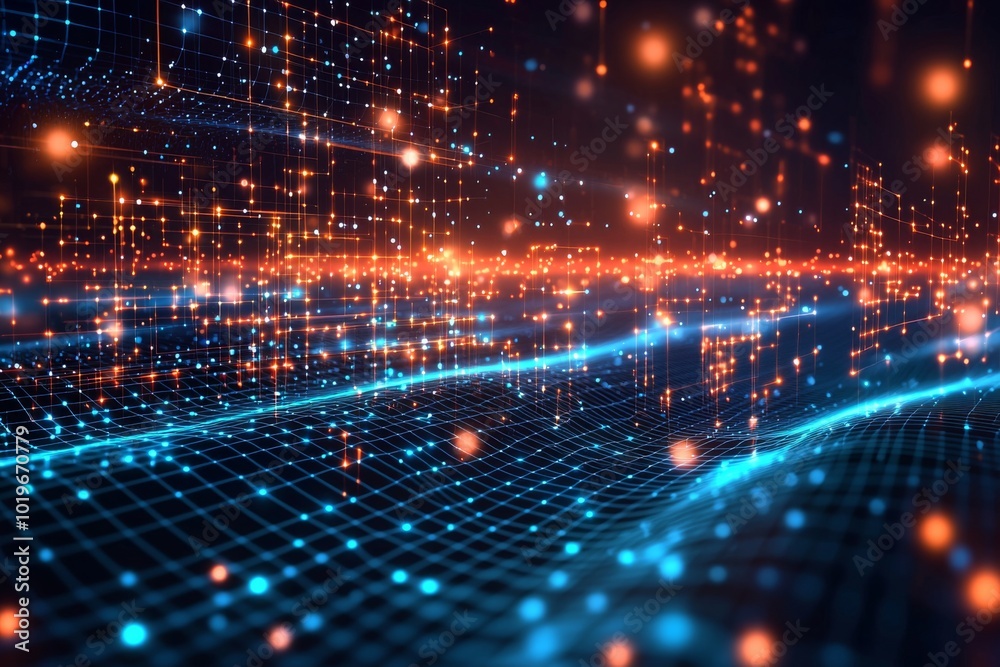 Digital Technology background of data and network created with Generative AI