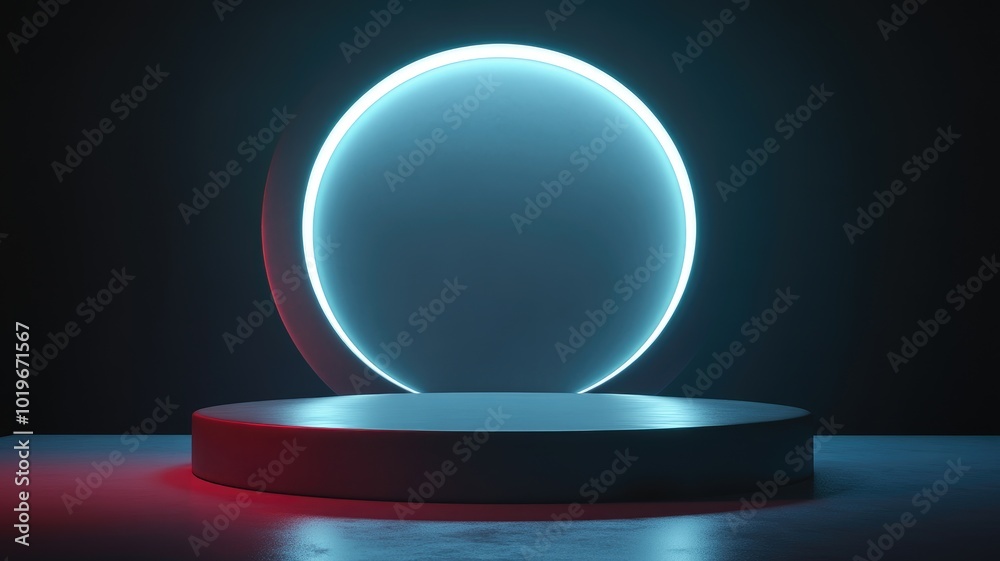 Abstract Circular Neon Light Display with Platform Abstract Circular Neon Light Display with Platform