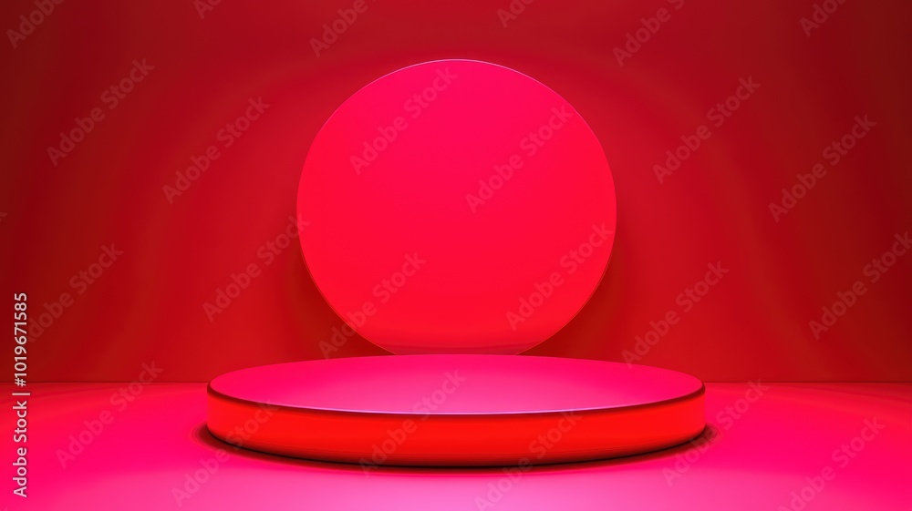 Red Circular Platform and Backdrop for Product Display Red Circular Platform and Backdrop for Product Display