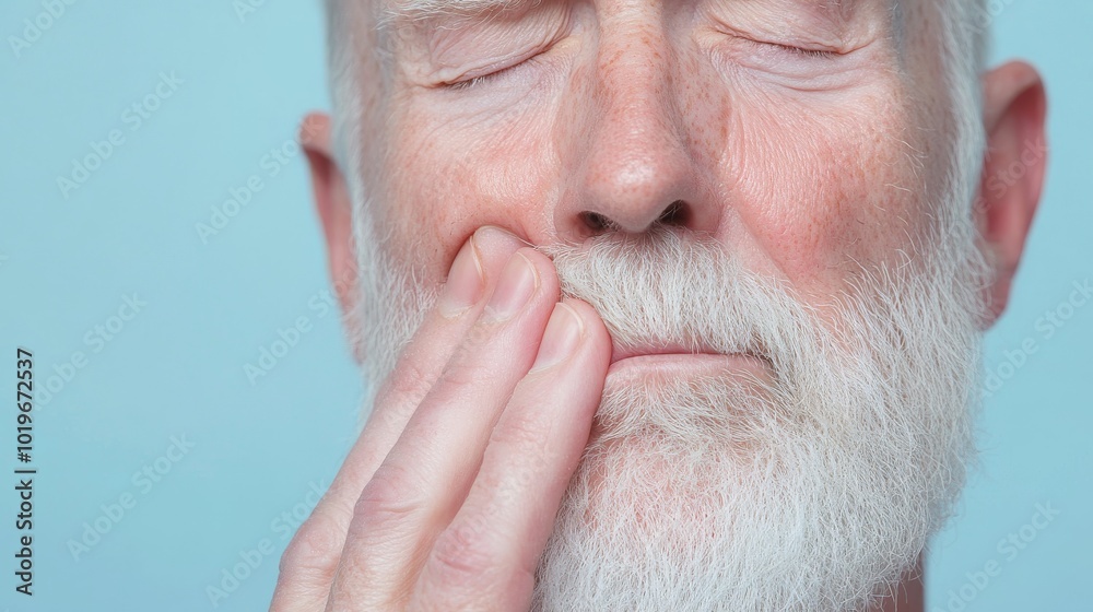Fototapeta premium elderly gentleman experiencing oral pain, rich
