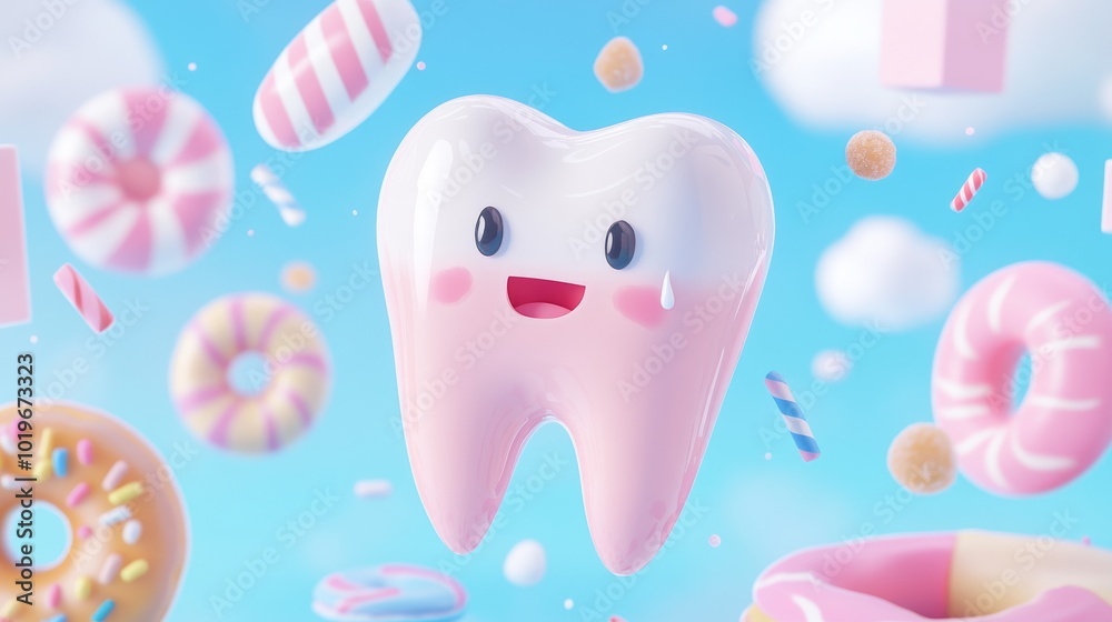 whimsical tooth figure, tearful gaze, decay marks, whimsical tooth figure, tearful gaze, decay marks,