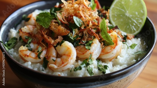 Shrimp and Grits with Fresh Herbs and Lime