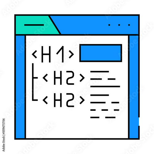 header tags h1 h2 seo line icon vector. header tags h1 h2 seo sign. isolated symbol illustration