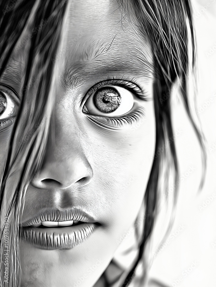Fototapeta premium A Captivating and Artistic Portrait of a Young Child with Deeply Expressive and Engaging Eyes