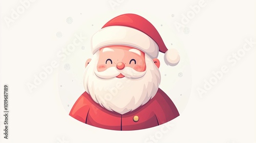 Cheerful Cartoon Santa Claus with White Beard and Red Suit