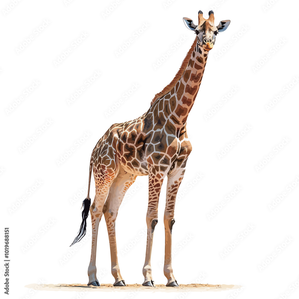 Obraz premium Giraffe isolated on white background. Side view. 3D illustration 